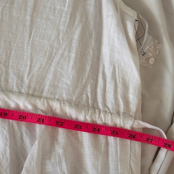 For The Republic 2X White Rayon Linen Hi-Low Pom Pom Sleeveless Tie Back NWT - Picture 6 of 8